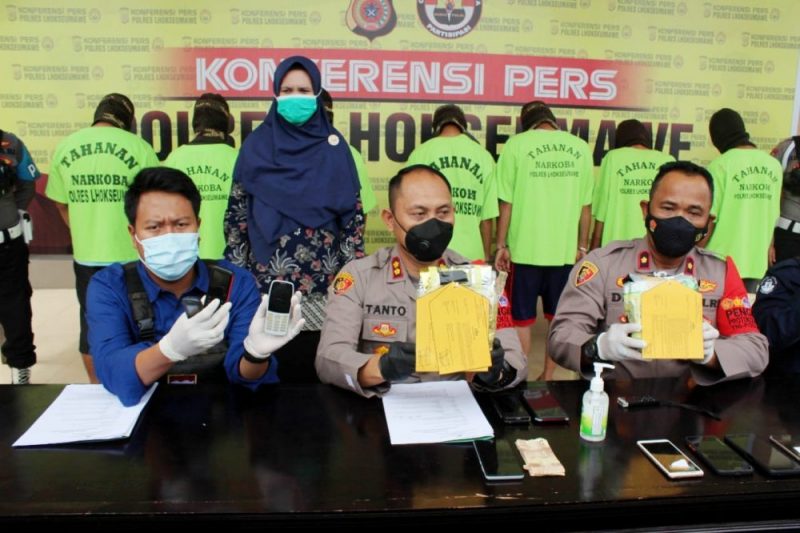 Konferensi pers Polres Lhokseumawe terkait pengungkapan kasus narkoba