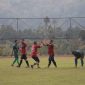 Pj Bupati Aceh Besar Muhammad Iswanto meluapkan kegemberiaan usai memasukkan bola ke gawang Camat, pada laga persahabatan, Pemkab unggul 5-1, di JSC Kota Jantho, Rabu (22/11/2023). 