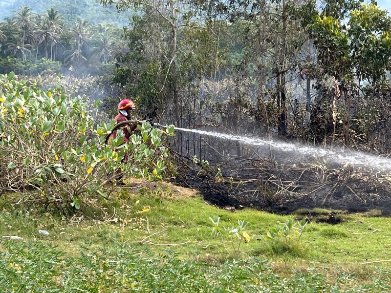 Proses pemadaman kebakaran lahan seluas 15 hektare di Aceh Besar (Foto: noa.co.id/FA)