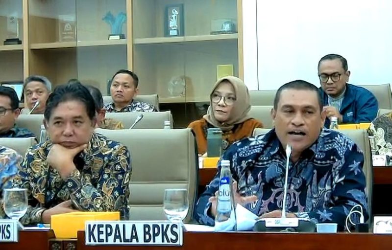 Wakil Kepala BPKS, Abdul Manan didampingi Deputi Umum, Suprjal Yusuf memimpin tim manajemen BPKS dalam Rapat Dengar Pendapat (RDP) dengan Komisi VI DPR-RI di Gedung Nusantara I, Komplek DPR-RI, Senayan Jakarta, Senin (10/06/2024). Foto: dok. Humas BPKS
