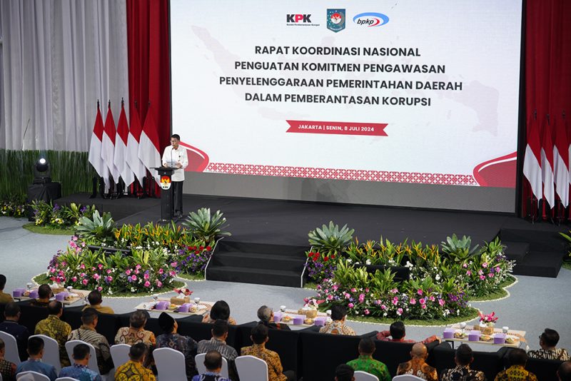 Rapat Koordinasi Nasional (Rakornas) Penguatan Komitmen Pengawasan Penyelenggaraan Pemerintah Daerah Tahun 2024, Jakarta, Senin (8/7/2024). (NOA.co.id/HO/Biro Humas KPK).