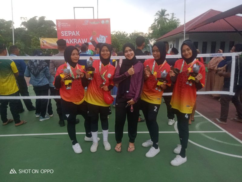 Tim Sepak takraw Aceh Timur raih juara III. Foto: Dedi Saputra/Noa.co.id