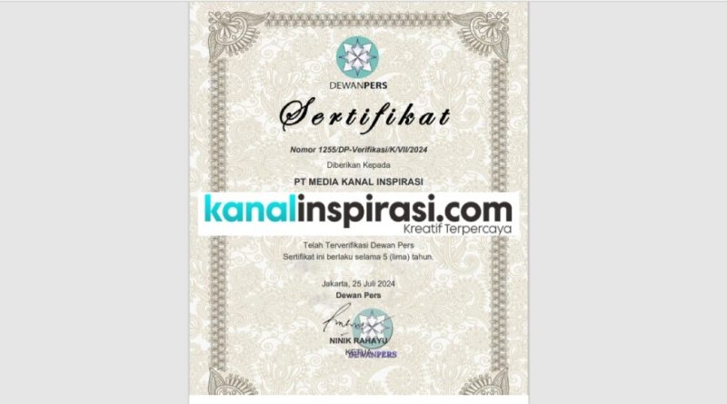 Sertifikat Dewan Pers. Foto: dok. Media Kanalinspirasi.com