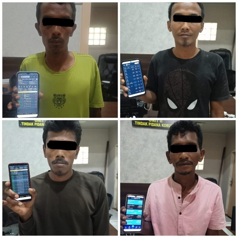 Para pelaku judi online yang diamankan Polresta Banda Aceh. Foto: Humas Polresta Banda Aceh