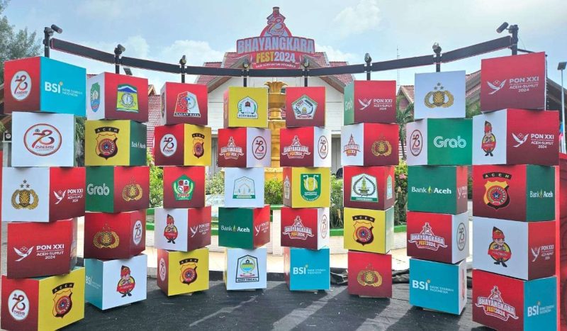 Bhayangkara Fest 2024 dalam rangka Hari Bhayangkara ke-78 itu akan dibuka malam ini, Jumat, (5/7/2024) di Taman Ratu Safiatuddin, Kota Banda Aceh. Foto: Hidayat S/Noa.co.id