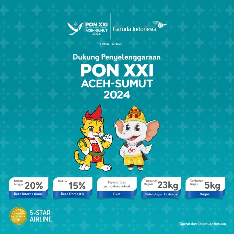 Garuda Indonesia siap dukung penyelenggaraan PON XII Aceh - Sumut 2024. Foto: Ist