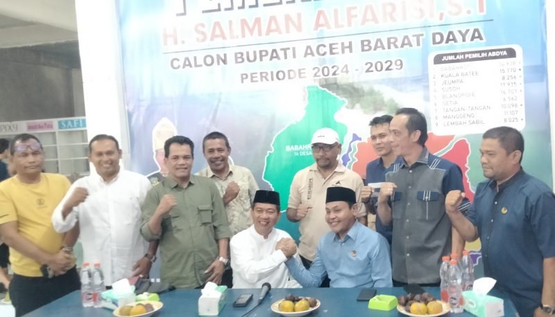 Konferensi pers partai koalisi pendukung H. Salman Alfarisi. (Foto. Teukunizar/NOA.co.id)