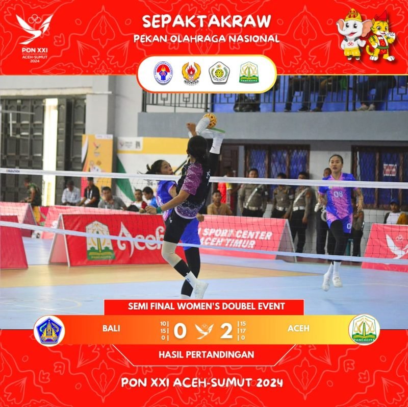 Cabor Sepak Takraw Tim Putri Aceh Taklukkan Bali.Dok:Ist.Noa.Co.Id