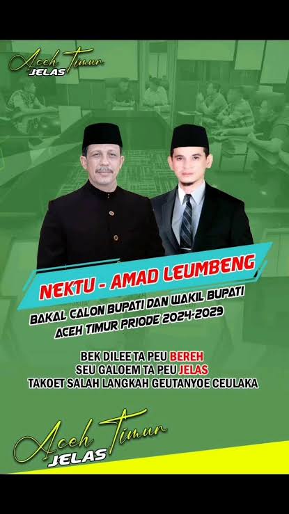 Nektu-Amad Leumbeng Raih Nomor Urut 2 untuk Pilkada Aceh Timur 2024.Dok:Ist