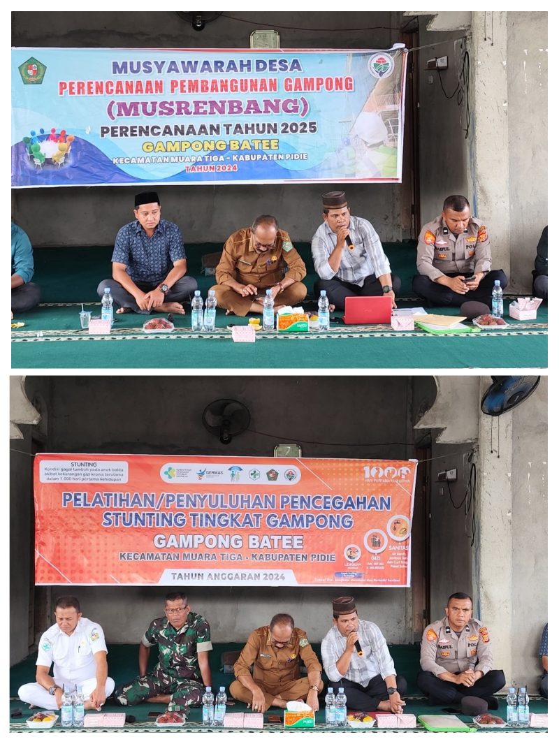 Warga Gampong Batee, Kecamatan Muara Tiga, Kabupaten Pidie, saat melaksanakan Musrenbang dan pelatihan dan penyuluhan stunting, Selasa (31/12/2024) (Foto.Amir Sagita.NOA.co.id)