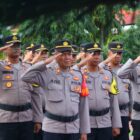 Personel Polres Aceh Utara mengikuti upacara bendera dalam rangka memperingati Hari Kesadaran Nasional, berlangsung di halaman Mapolres setempat di Lhoksukon, Jumat (17/1/2025).(Foto: NOA.co.id/IST).