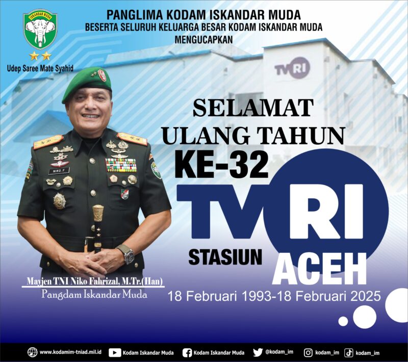 Pangdam Iskandar Muda Ucapkan Selamat HUT Ke-32 TVRI Aceh. Foto: Dok. Pendam IM