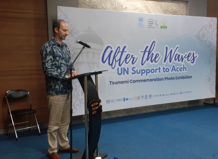 Kunjungan Miklos Gaspar Direktur Pusat Informasi PBB untuk Indonesia (UNIC) untuk meresmikan koleksi UN di Museum Tsunami, Banda Aceh, Kamis (6/1/2025). (Foto : Farid Ismullah/NOA.co.id).