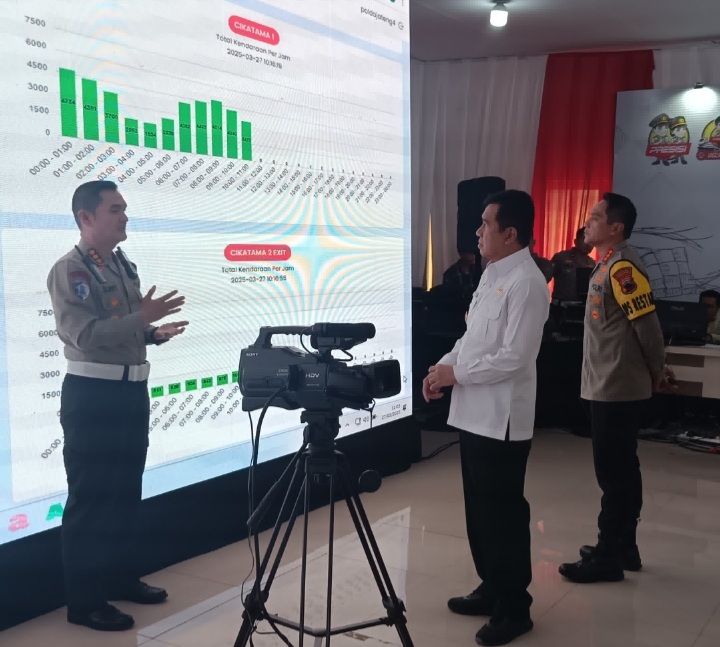 Deputi Bidang Koordinasi Keamanan dan Ketertiban Masyarakat Kementerian Koordinator Bidang Politik dan Keamanan, Brigjen Pol. Asep Jaenal Ahmadi (Tengah) saat pemantauan situasi kondisi keamanan  hari libur Idul Fitri 1446 H di pos terpadu gerbang tol Kalikangkung Semarang, Kamis (27/3/2025). (Foto : NOA.co.id/HO-Kemenko Polkam).