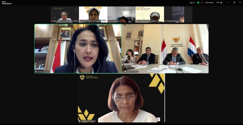 Diskusi daring KemenP2MI bersama KBRI Den Haag terkait potensi penempatan pekerja migran Indonesia di Belanda, Jakarta, Selasa (22/4/2025). (Foto : NOA.co.id/HO-KemenP2MI).
