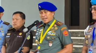 Komandan Pusat Polisi Militer (Danpuspom) TNI Mayjen Yusri Nuryanto di Mabes TNI, Cilangkap, Jakarta Timur, Rabu (7/5/2025). (Sumber: Kompas.com/Nicholas Ryan Aditya).