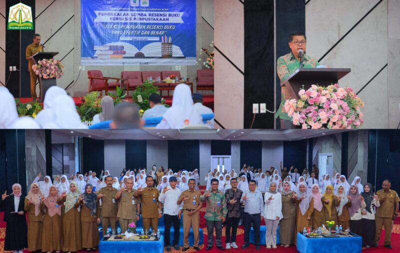 Kepala DPKA, Edi Yandra saat Lomba Pembuatan Resensi Buku Berbasis Koleksi Perpustakaan tingkat SMA/sederajat se-Aceh, yang berlangsung di Aula Mall Baca Aceh. Foto: Dok.  Humas DPKA