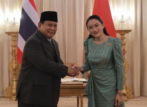 Presiden Prabowo Subianto (Pertama Kiri) saat bertemu Perdana Menteri (PM) Thailand, Paetongtarn Shinawatra (Pertama Kanan), Bangkok, Senin (19/5/2025). (Foto: NOA.co.id/HO-Tim Media Presiden).