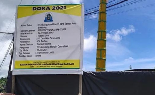 Papan Pamflet, Proyek Ground Tank yang tak bisa difungsikan ketika kebakaran melanda. Foto: (Ist).