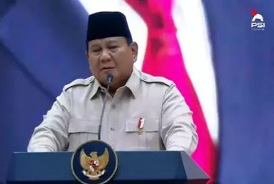 Presiden Prabowo Subianto saat memberikan sambutan pada penutupan Kongres Partai Solidaritas Indonesia (PSI), Solo, Minggu (20/7/2025). (Foto :Istimewa).