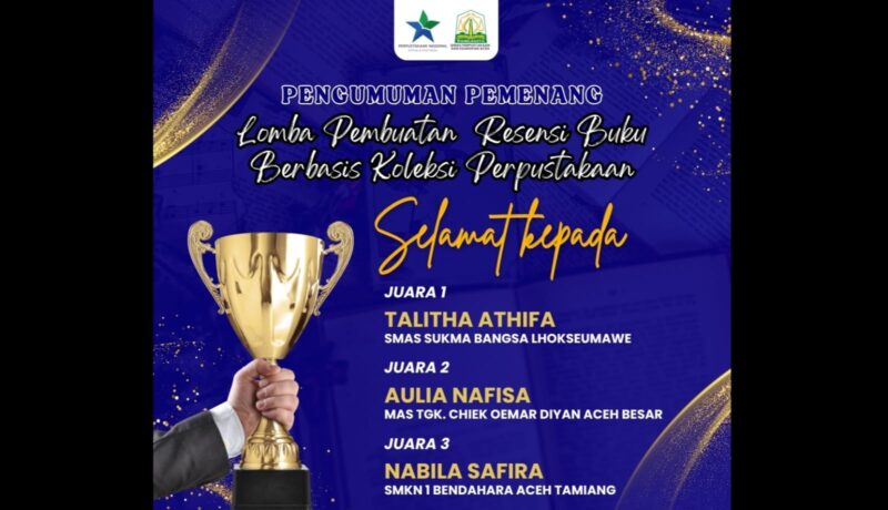 ILustrasi pengumuman pemenang lomba resensi buku di Dinas Arsip Aceh.