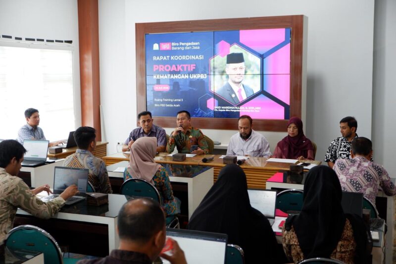 Biro Pengadaan Barang dan Jasa Setda Aceh Gelar Rakor Dorong UKPBJ Kabupaten/Kota Capai Level 3 Proaktif. Foto: Dok. Biro PBJ Setda Aceh