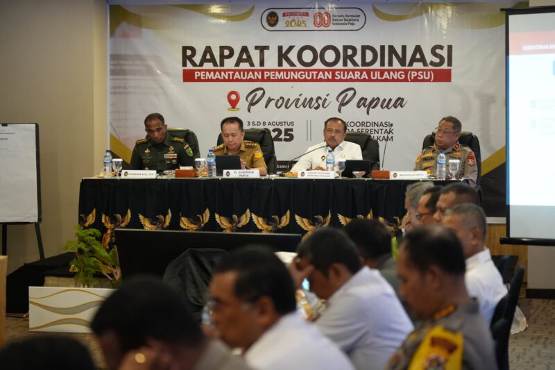 Rakor Kesiapan PSU Papua, Senin (4/8/2025). (Foto : NOA.co.id/HO-Kemenko Polkam RI).