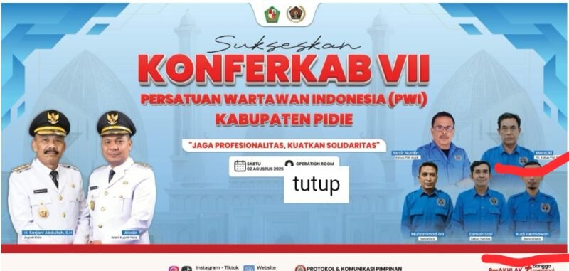 Firman Zubir Calon Tunggal, PWI Pidie Gelar Konferkab VII di Sigli. Foto: Ist
