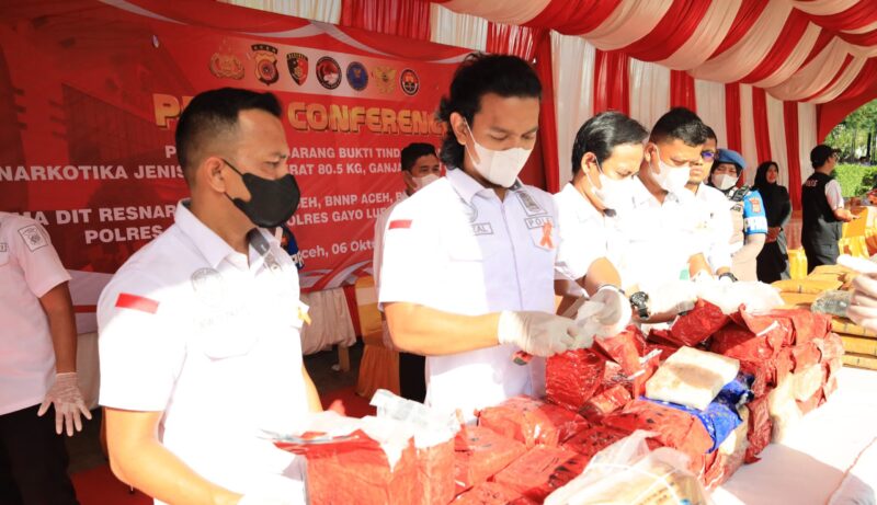 Kombes Shobarmen Sebut Barang bukti Sabu Seberat 80,5 Kg yang Dimusnahkan Berasal dari Thailand. Foto: Dok. Bidhumas Polda Aceh