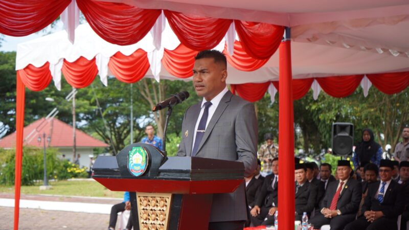 Bupati Safaruddin saat menyampaikan amanat pada upacara sumpah pemuda. Foto. Dok. Teuku Nizar/NOA.co.id.