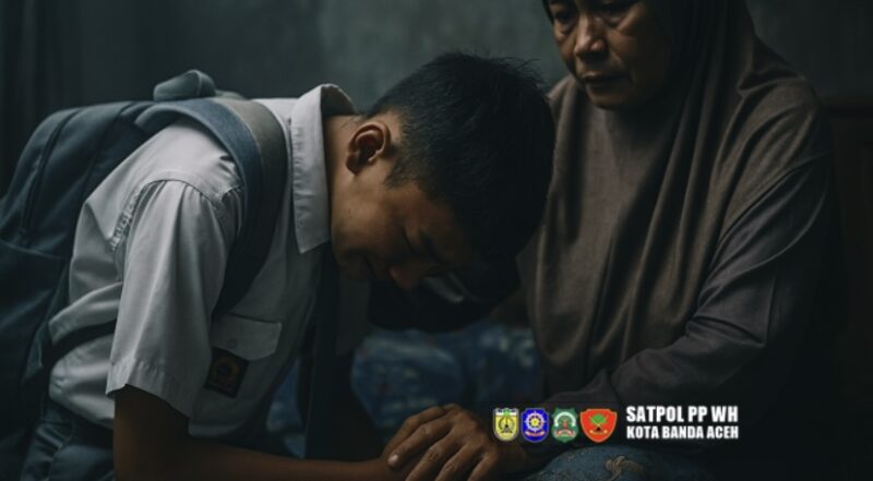 Ilustrasi pelajar yang dipulangkan ke orang tua setelah kedapatan bolos sekolah.