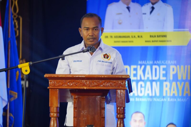 Ketua PWI Nagan Raya, Zulfikar mengucapkan Terima Kasih atas Dukungan Pemkab dan semua Pihak atas Suksesnya Penganugerahan dan Pelantikan PWI 2025, Kamis (6/11/2025). Foto: Dok. PWI Nagan Raya
