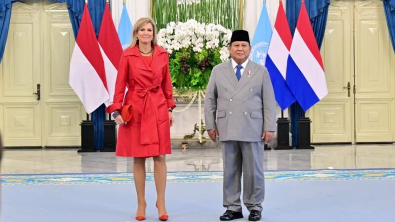 Presiden Republik Indonesia Prabowo Subianto (Pertama Kanan) saat menerima kunjungan Ratu Máxima dari Belanda (Pertama Kiri) di Istana Merdeka, Jakarta, Kamis (27/11/2025). (Foto: NOA.co.id/HO-BPMI Setpres).