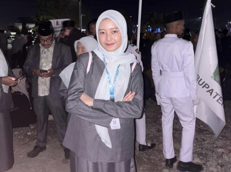 Syarifah Humaira, peserta cabang khattil kontemporer putri yang tembus ke babak final pada MTQ ke XXXVII di Pidie Jaya, (Foto.Amir Sagita NOA.co.id).