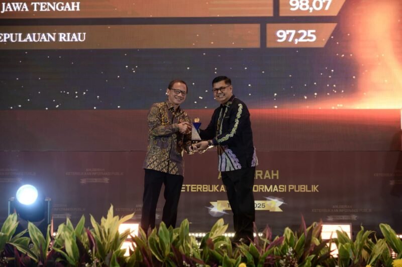 Penyerahan penghargaan oleh Komisi Informasi Pusat (KI Pusat) dalam acara penganugerahan yang berlangsung di Hotel Bidakara, Jakarta, Rabu (15/12/2025). Foto: Dok. Istimewa