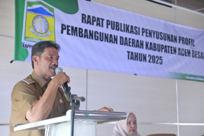 Wakil Bupati Aceh Besar Drs. H. Syukri membuka Rapat Publikasi Penyusunan Profil Pembangunan Daerah Kabupaten Aceh Besar Tahun 2025 di Aula Bappeda Aceh Besar, Senin (15/12/2025). Foto: Dok. MC Aceh Besar