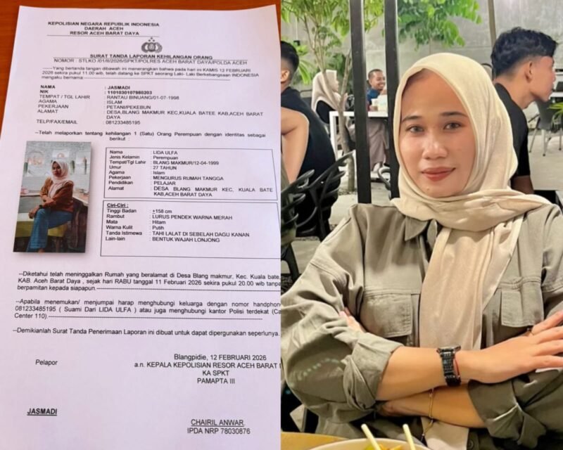 Lida Ulfa meninggalkan rumahnya di Desa Blang Makmur sejak Rabu malam (11/2/2026) sekitar pukul 20.00 WIB. Foto. Dok. Teukunizar/NOA.co.id