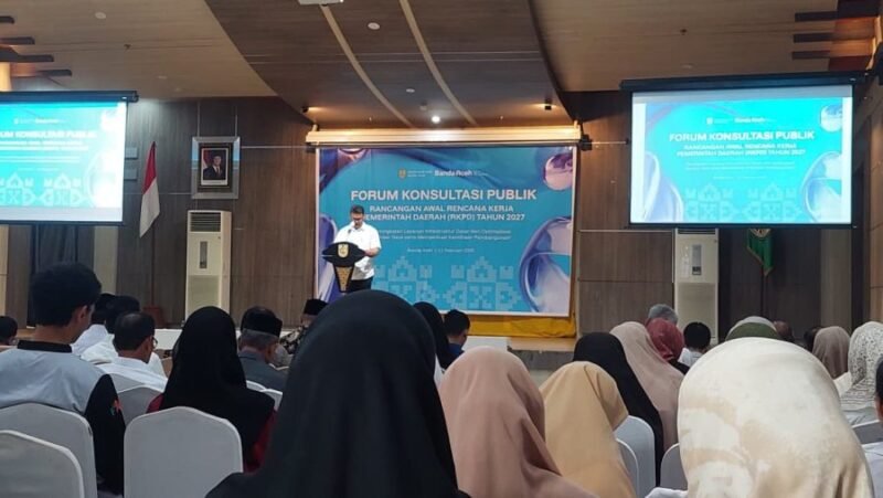Suasana Konsultasi Publik RKPD 2027 di Aula Lantai IV Gedung Mawardy Nurdin, Banda Aceh, dihadiri 250 peserta termasuk Forkopimda dan pemangku kepentingan, Rabu (11/2/2026). Foto: Dok. Diskominfo Kota Banda Aceh