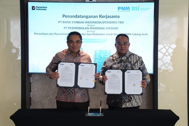 Penandatangan dilakukan oleh Direktur Sales & Distribution BSI Anton Sukarna (kiri) dan Direktur Bisnis PT Permodalan Nasional Madani Kindaris di Kantor BSI Tower Jakarta (13/2/2026). Foto: Dok. Istimewa