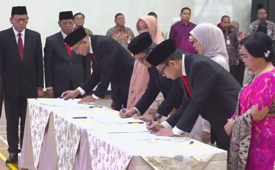KPK melantik sejumlah pejabat pimpinan tinggi pratama, Jumat (20/2/2026). (YouTube/KPK RI)