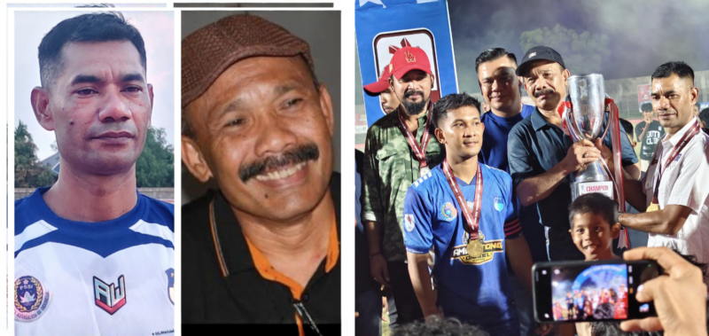 Bupati Pidie, H.Sarjani Abdullah, Ketua Umum PSAP Sigli, Amat Tong dan penyerahan piala Juara Liga 4 Zona Aceh di Stadion Blang Paseh Kota Sigli Kabupaten Pidie, Sabtu (11/4/2026) (Foto.Amir Sagita.NOA.co.id).