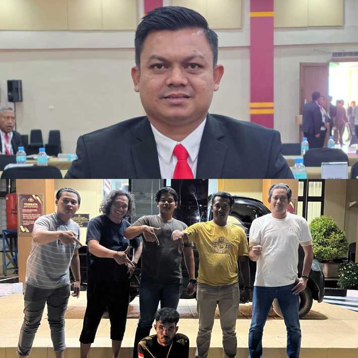 Kasat Reskrim Polres Aceh Jaya IPTU Julian Zairi, S.H., M.H. berbaju jas hitam, dan personel Tim Resmob usai berhasil mengamankan terduga pelaku curat di Teunom, Aceh Jaya, Sabtu  (25/4/2026). Foto: Dok. Satreskrim Polres Aceh Jaya