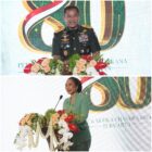 Kepala Staf Angkatan Darat Jenderal TNI Maruli Simanjuntak dan Ketua Umum Persit Kartika Chandra Kirana Ny. Uli Simanjuntak memberi kata sambutan pada peringatan HUT ke-80 Persit KCK di Jakarta, Kamis (7/5/2026). Foto: Dok. Istimewa