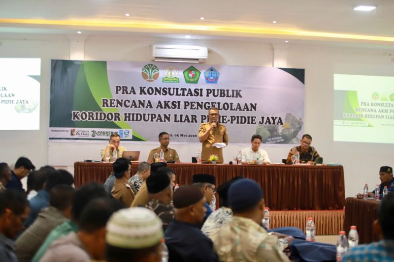 Rapat konsultasi publik rencana aksi pengelolaan koridor hidupkan liar Pidie dan Pidie Jaya, di Sigli, Selasa (5/5/2026) (Foto.IST).