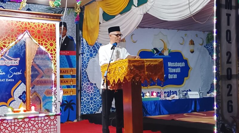 Wakil Bupati Aceh Barat Daya, Zaman Akli membuka kegiatan MTq Tingkat Kecamatan Susoh di Masjid Jamik Rawa Susoh. Foto. Dok. Teukunizar/NOA.co.id