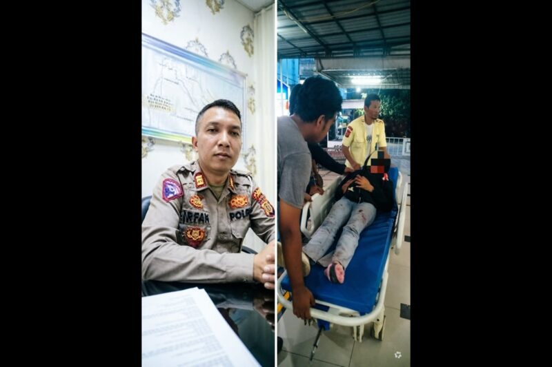 Kolase Kasat Lantas AKP Irfan Firdaus, S.Tr.K., S.I.K. dan salah seorang korban tabrakan. Dok. Durasi/Erwin dan Polres Lhokseumawe