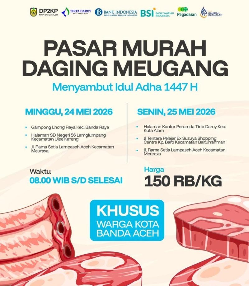 Flayer informasi pasar daging murah yang diselenggarakan di Banda Aceh. Foto: Dok. Istimewa 