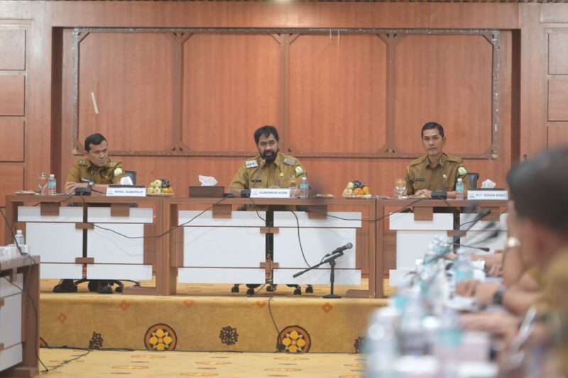 Gubernur Aceh Muzakir Manaf (Mualem) mengarahkan jajaran Pemerintah Aceh untuk segera menyiapkan skema revisi Plan of Development (PoD) Lapangan Gas Tengkulo di Wilayah Kerja South Andaman guna dibahas bersama SKK Migas, Minggu (21/6/2026). Foto: Dok. Istimewa 