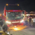Bus yang terjadi laka lantas di Jalan Banda Aceh-Medan, Kecamatan Indrajaya, Kabupaten Pidie, Minggu (14/6/2026) (Foto.IST/.