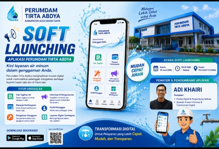 Peluncuran aplikasi Perumdam Tirta Abdya. Foto. Dok. Teukunizar/NOA.co.id